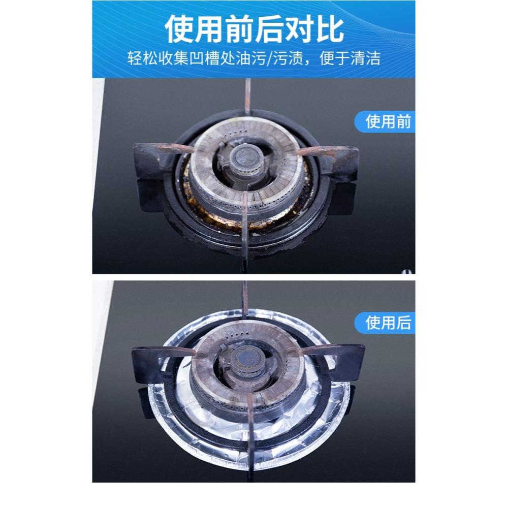 煤氣竈貼紙防油墊圓形竈臺罩燃氣竈鋁箔錫紙圈油紙墊廚房錫箔紙-細節圖5