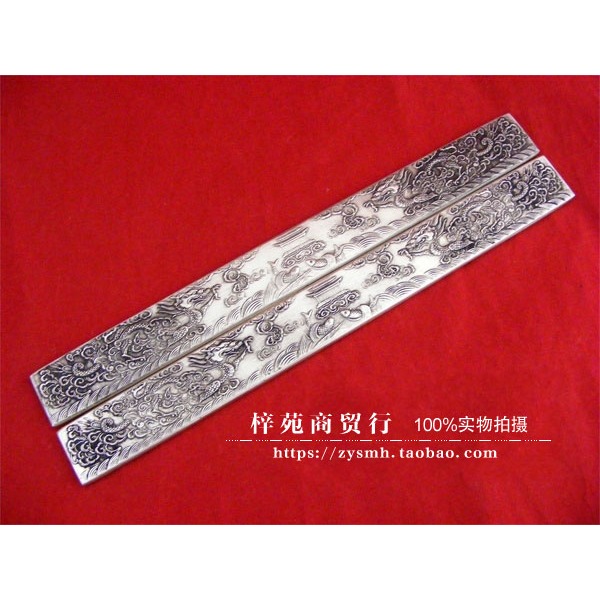 文房精品  白銅鎮尺 壓尺 鯉魚躍龍門 鎮紙一對 文昌尺-細節圖2