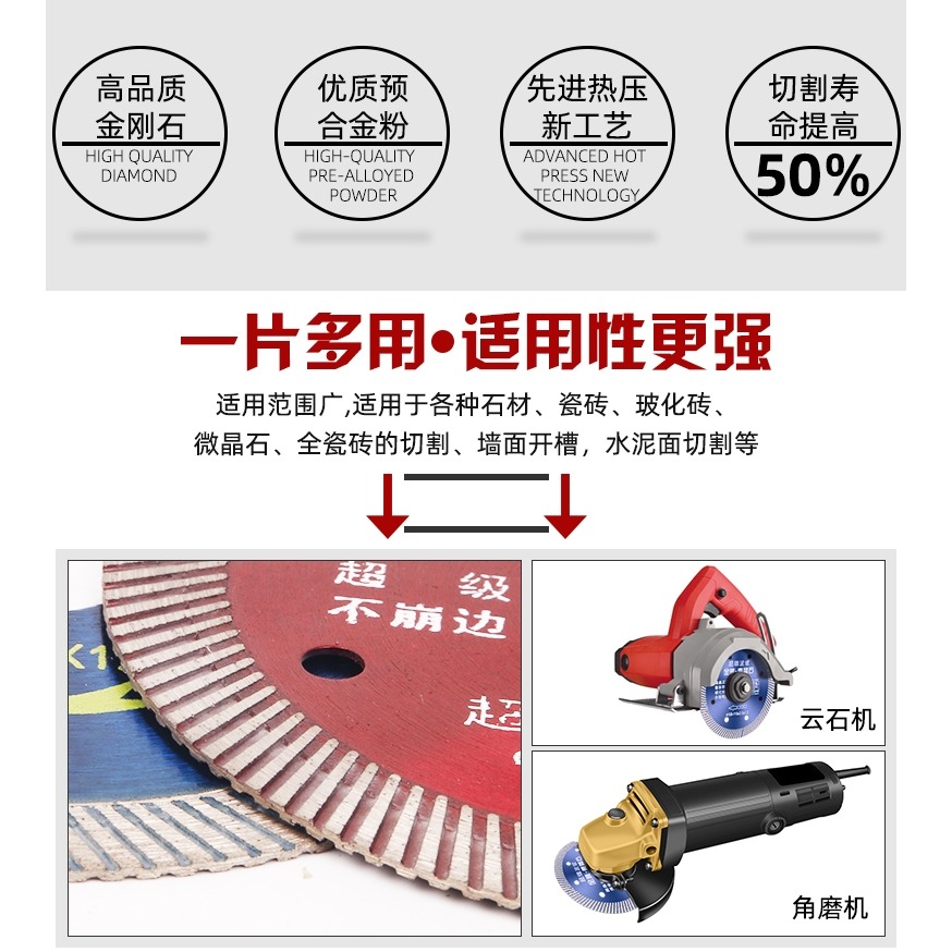 角磨機玻化磚金剛石瓷磚介碟碟片介石陶瓷幹切鋸片超薄波紋-細節圖6