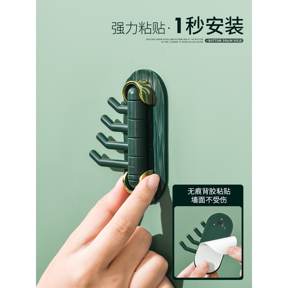 輕奢旋轉掛鉤粘膠強力墻面承重粘貼粘鉤免打孔黏掛衣架墻壁浴室-細節圖4