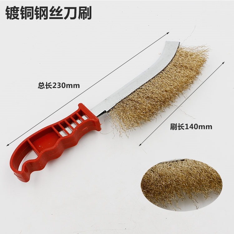 細絲鐵刷子銅絲刷除銹清潔刷拋光鋼絲刷木柄刷純銅刀刷毛刷輥清潔-細節圖5