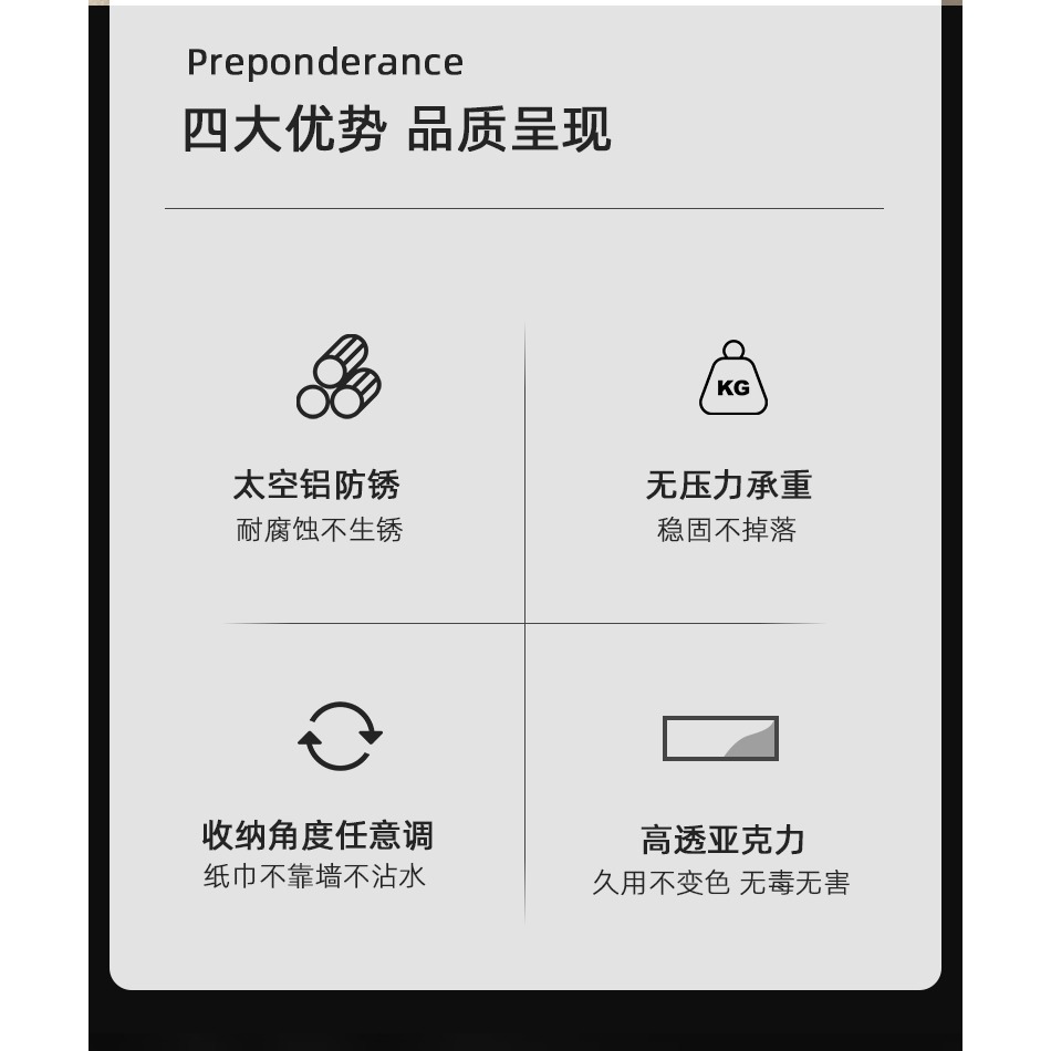 輕奢衛生間紙巾盒廁所洗手間壁掛式免打孔廁紙架衛生紙紙盒卷紙架-細節圖7