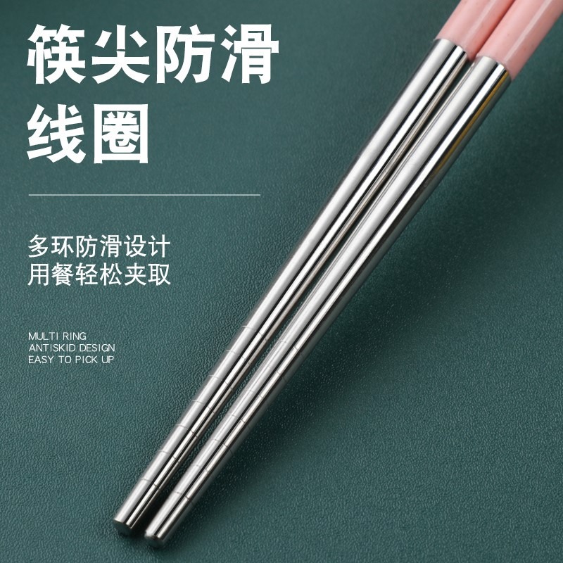 加厚調羹上班族沙拉叉快子宿舍不銹鋼叉子勺子筷子盒學生自帶三件-細節圖4