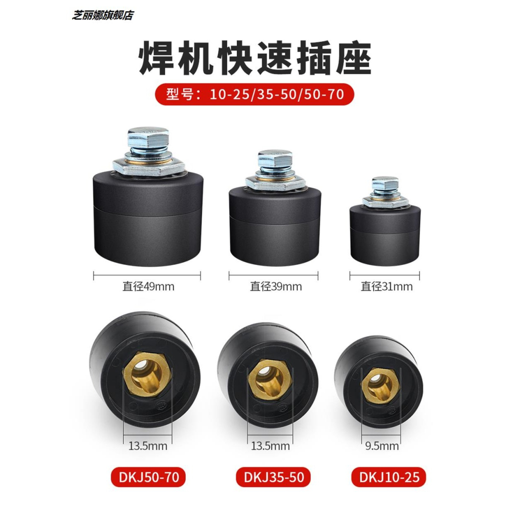 電焊機接頭快插純銅公母快速接頭地線插頭插座全套焊把線接頭配件-細節圖3