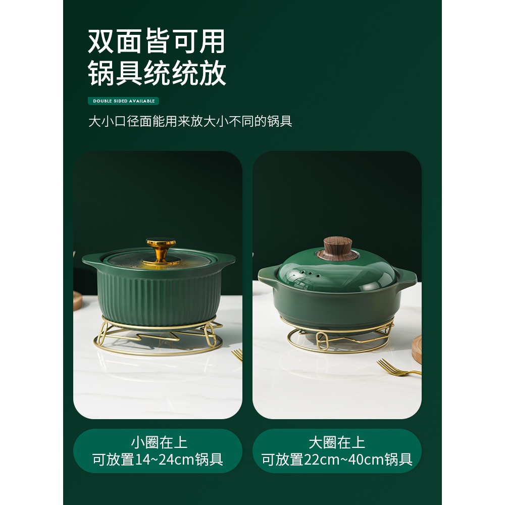 輕奢鍋墊不銹鋼鍋架子放鍋具家用置物防燙鍋圈蒸架防粘雙層隔熱架-細節圖4