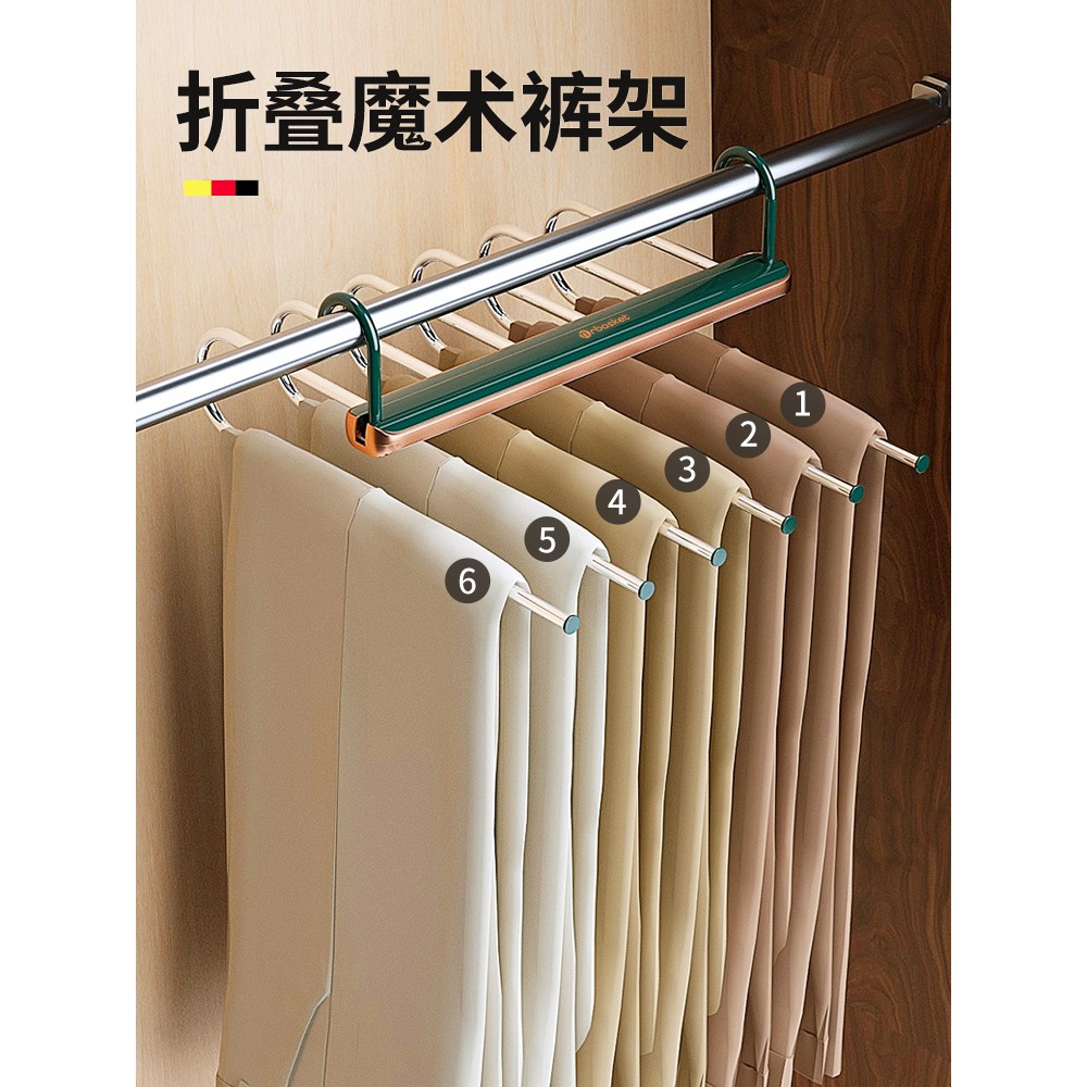 折疊褲架多功能褲子掛架家用無痕褲夾衣櫃掛褲子專用衣架收納神器-細節圖5