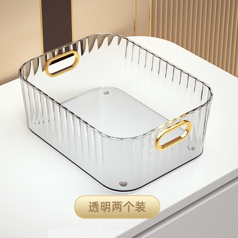 輕奢桌面化妝品收納盒梳妝臺亞克力面膜護膚品口紅雜物零食收納筐-細節圖8