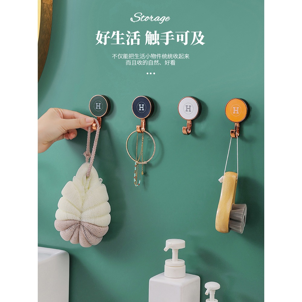 輕奢掛鉤免打孔強力承重無痕粘貼粘膠壁掛式廚房可360°旋轉粘鉤-細節圖2