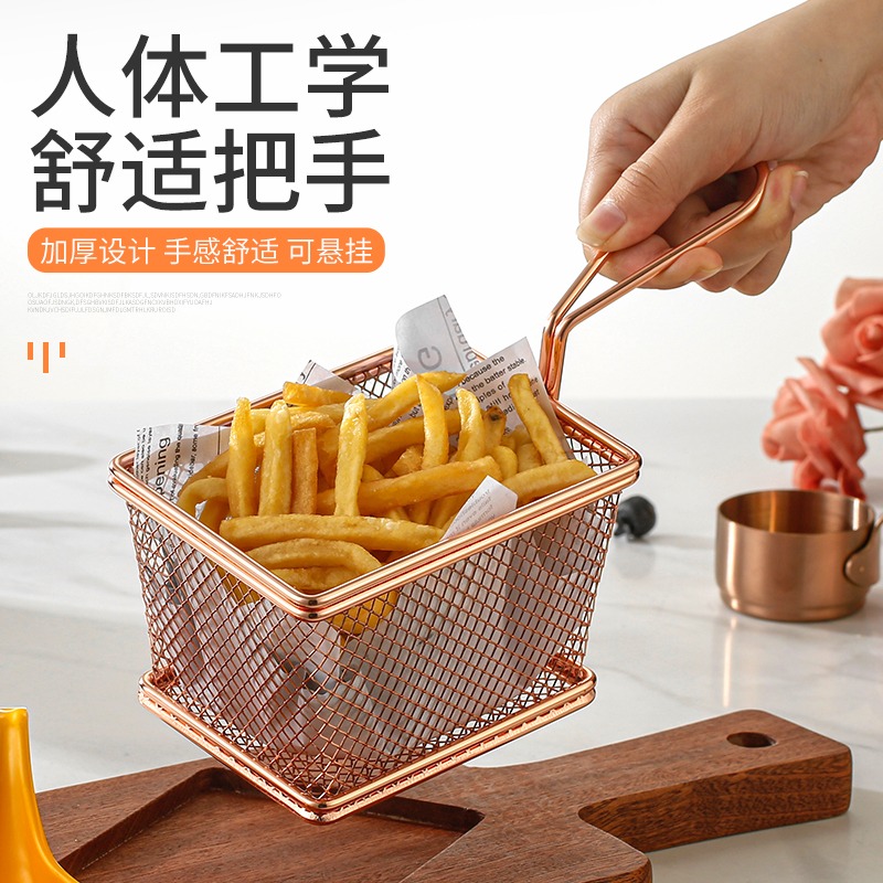 美式創意迷你薯條籃炸雞炸籃小喫筐裝盤薯條架容器帶木託餐具套裝-細節圖2