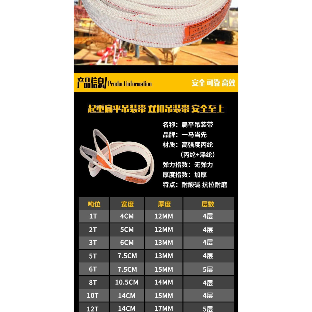 鉆扁平吊裝帶雙扣環形工業起重吊帶行車吊裝繩吊裝工具35810噸-細節圖8