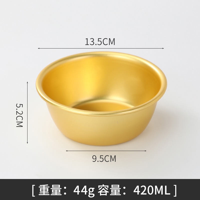 304不銹鋼米酒碗韓國料理店專用小黃碗熱涼酒碗帶把手黃鋁碗可LOG-細節圖7