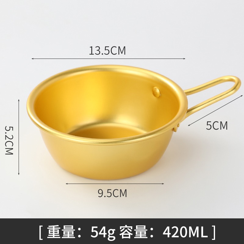 304不銹鋼米酒碗韓國料理店專用小黃碗熱涼酒碗帶把手黃鋁碗可LOG-細節圖9