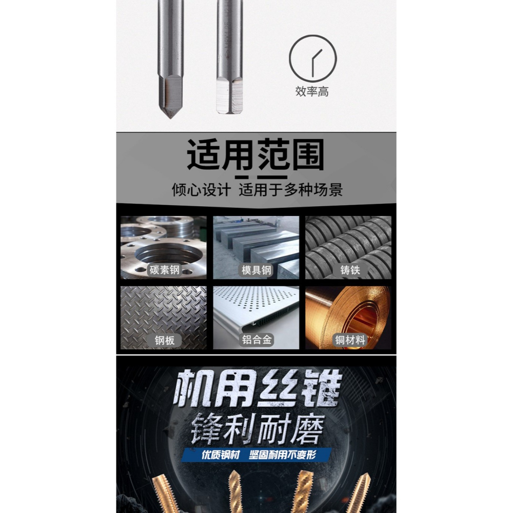 鍍鈦絲錐 先端螺尖絲錐 螺旋絲攻m2 25 3 4 6 8 m10機用直槽攻絲-細節圖9