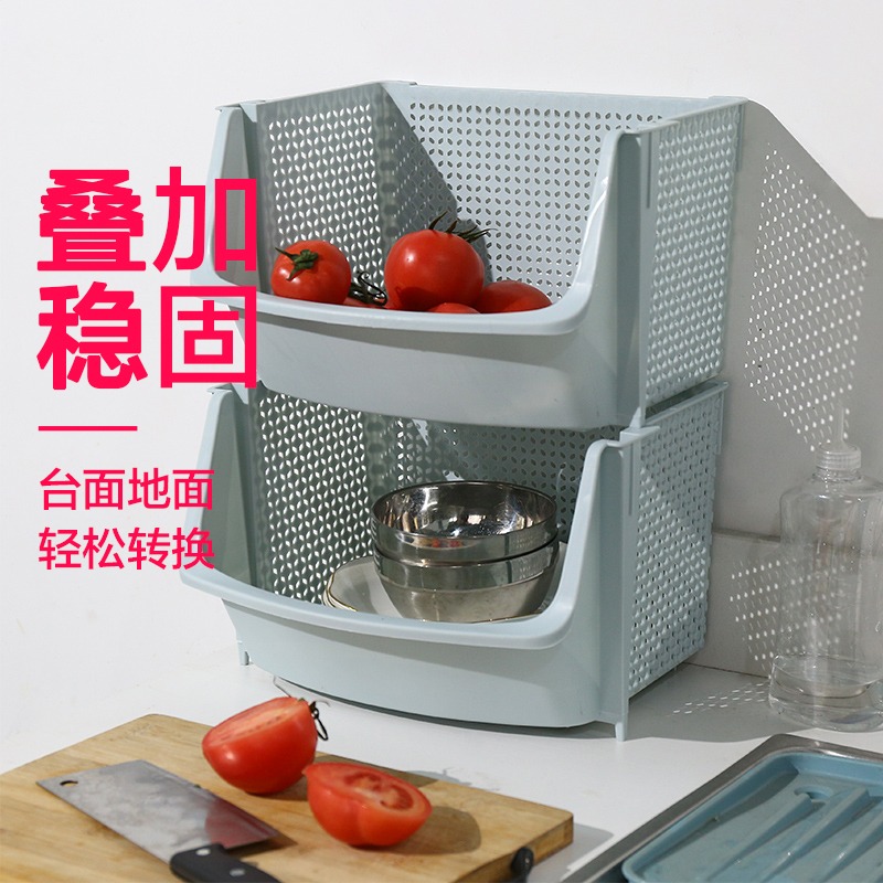 廚房蔬菜落地多層菜架子水果菜籃菜筐玩具零食收納架收納籃-細節圖2