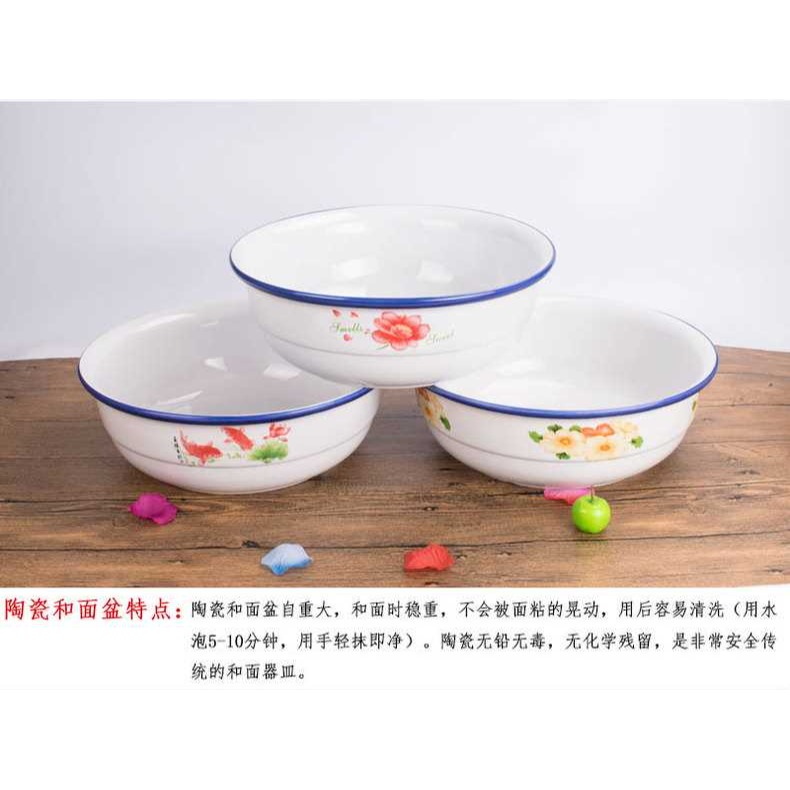 新款加厚和麪盆陶瓷家用不粘面帶蓋揉盆不沾面揉麪發老式發面盆-細節圖6