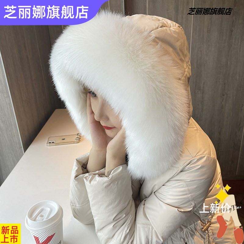 超大狐貍毛領子通用貉子皮草毛領子女羽絨毛領服單買帽條單賣-細節圖2