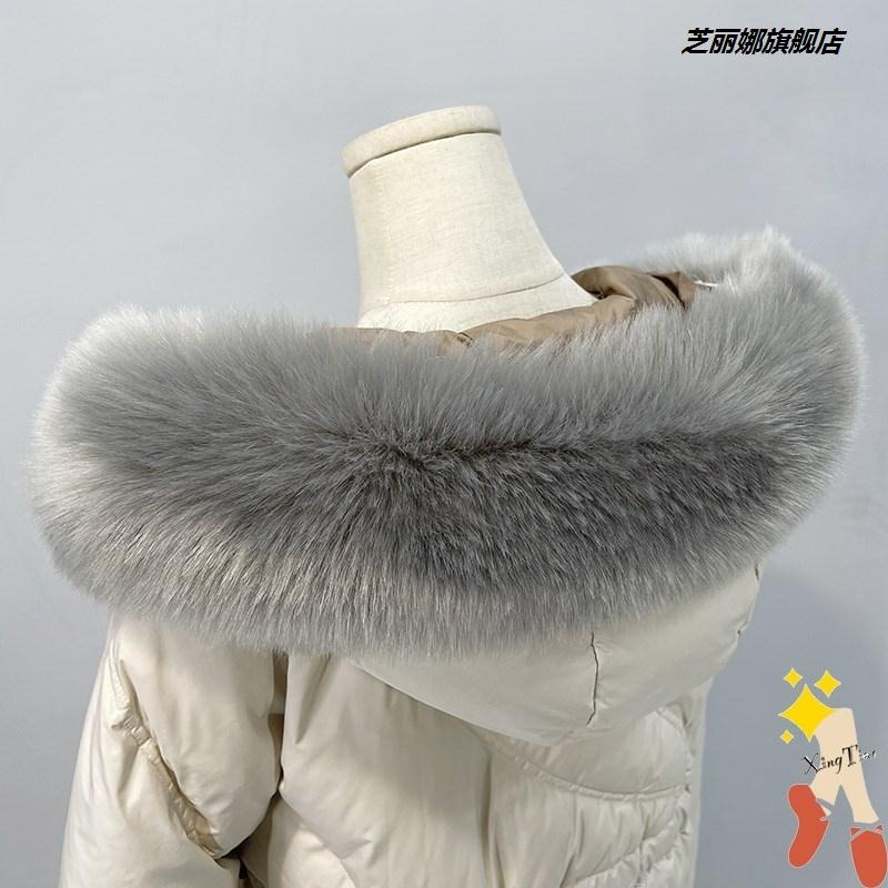 超大狐貍毛領子通用貉子皮草毛領子女羽絨毛領服單買帽條單賣-細節圖5