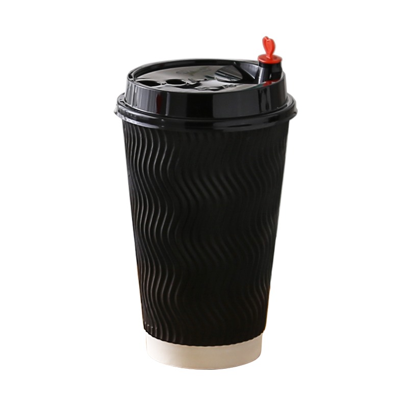 加厚隔熱S紋瓦楞紙杯一次性咖啡奶茶紙杯外賣打包熱飲杯50套包郵-細節圖2