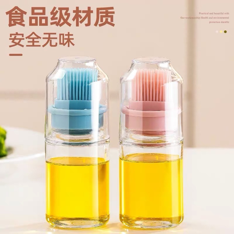 油刷帶瓶玻璃油?刷家用硅膠刷頭耐高溫油刷子廚房烙餅燒烤-細節圖2