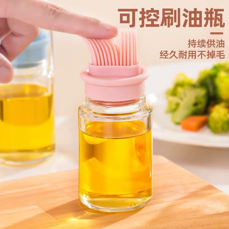 油刷帶瓶玻璃油?刷家用硅膠刷頭耐高溫油刷子廚房烙餅燒烤-細節圖3