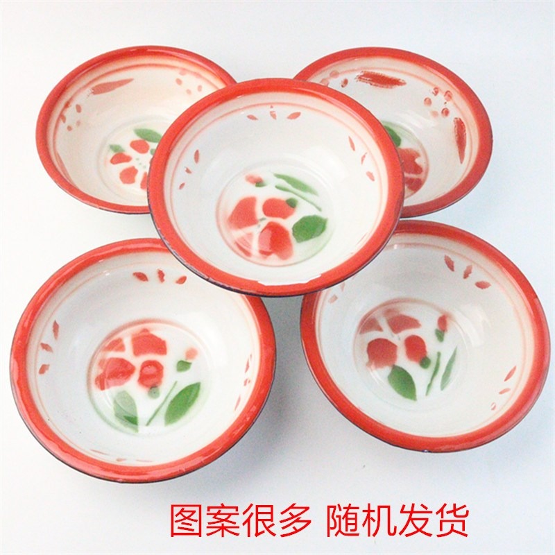 10個裝懷舊家用搪瓷碗 飯盆 老式廚房搪瓷盆子洗手湯盆卷邊盆-細節圖7