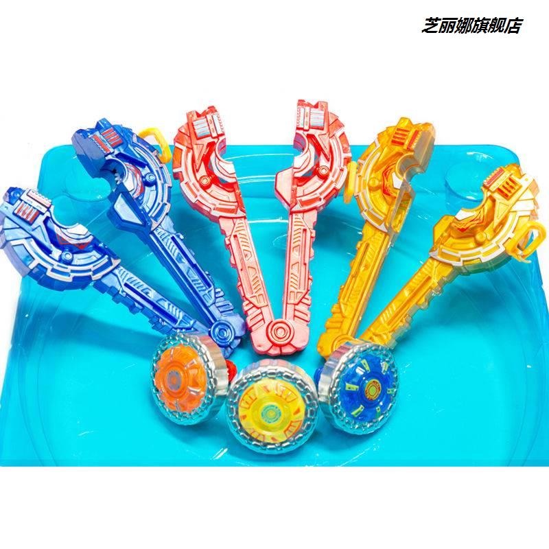 拉線陀螺玩具兒童新款魔幻發光男孩合金發射器高速旋轉戰鬥盤套裝-細節圖2