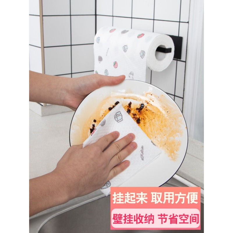 廚房用紙架碳鋼保鮮膜收納掛架掛鉤置物架免打孔壁掛式卷紙紙巾架-細節圖2