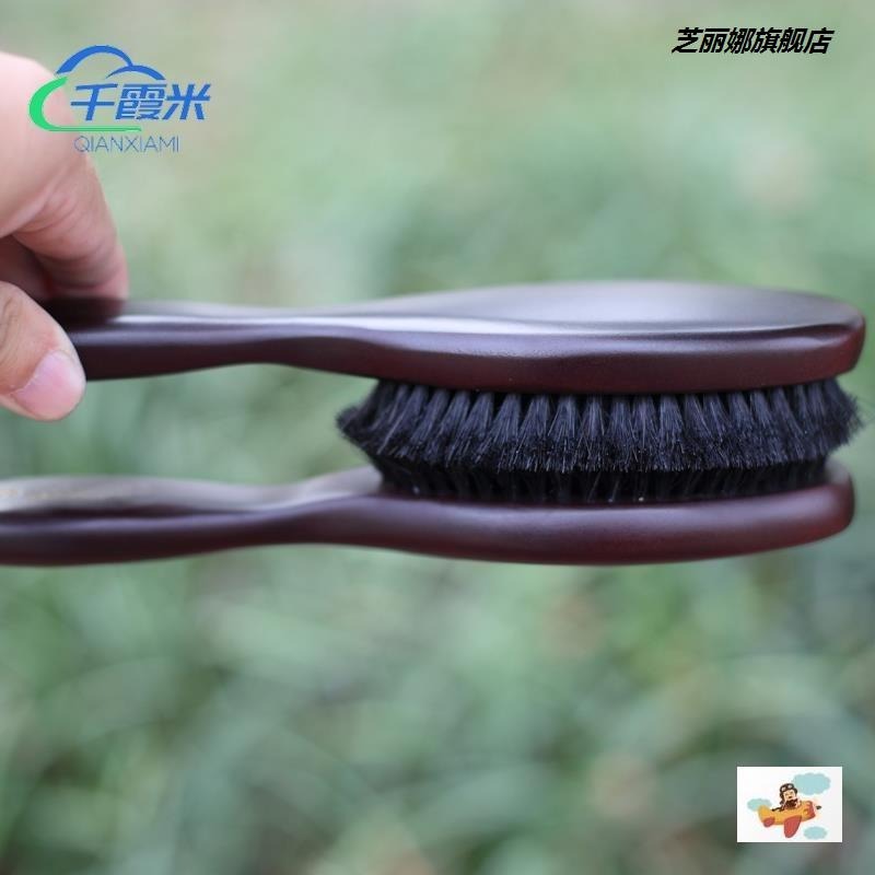 打鞋油鞋刷子 家用皮鞋刷軟毛黑色鞋油刷子長柄衣刷豬鬃硬毛保養-細節圖3
