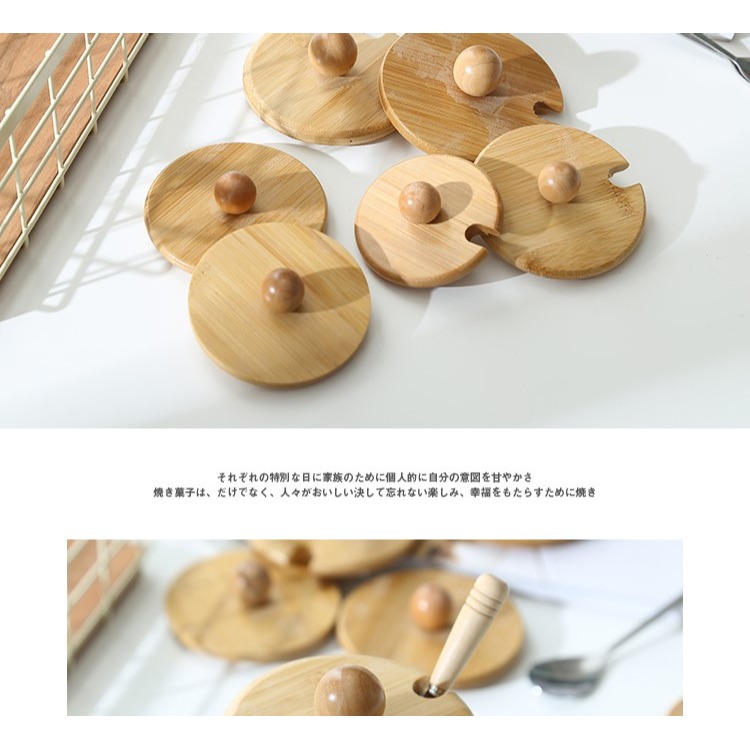 圓形通用帶頂杯蓋木質馬克杯陶瓷玻璃杯蓋杯勺子實木勺柄不銹鋼-細節圖7
