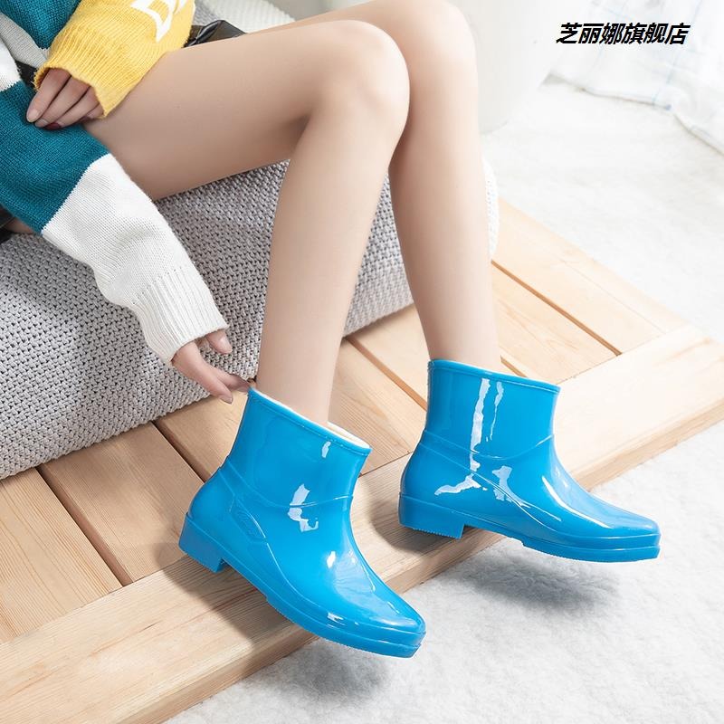 四季雨鞋女短筒成人加絨雨靴時尚防水鞋女士防滑中筒膠鞋套鞋保暖-細節圖2