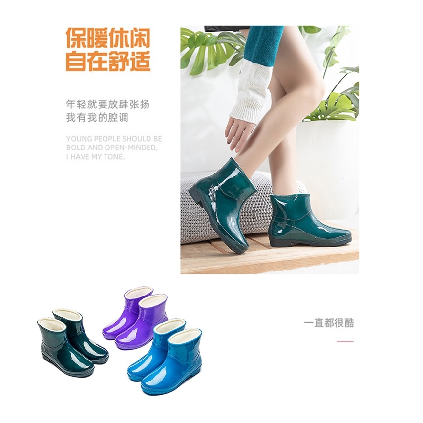 四季雨鞋女短筒成人加絨雨靴時尚防水鞋女士防滑中筒膠鞋套鞋保暖-細節圖7