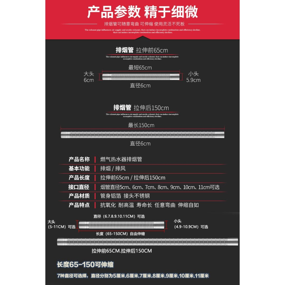 排氣排煙煙道大煙管排錫紙道管管管氣管熱水通風熱水器風管直-細節圖9