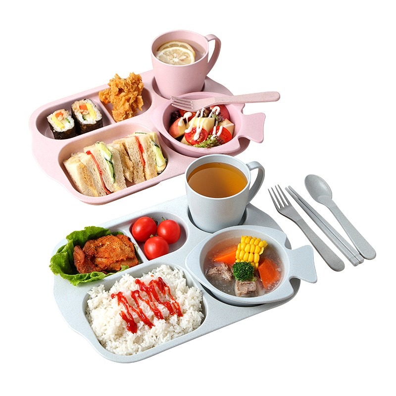 帶套裝學生兒童套餐餐盤商用裝餐具筷託管班飯碗雙耳碗微波爐-細節圖5