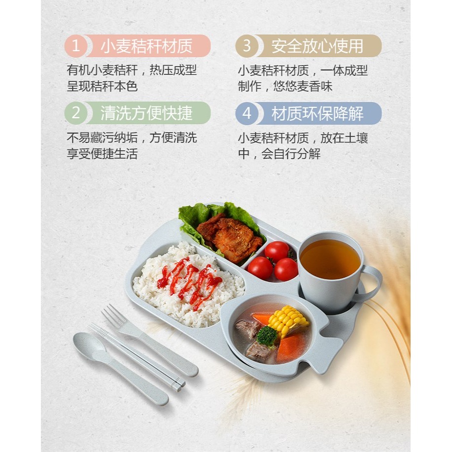 帶套裝學生兒童套餐餐盤商用裝餐具筷託管班飯碗雙耳碗微波爐-細節圖8