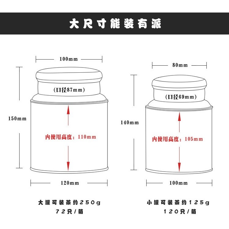 圓筒茶葉罐密封防潮家用仿古茶葉盒子金屬精品高檔通用儲罐禮盒裝-細節圖10