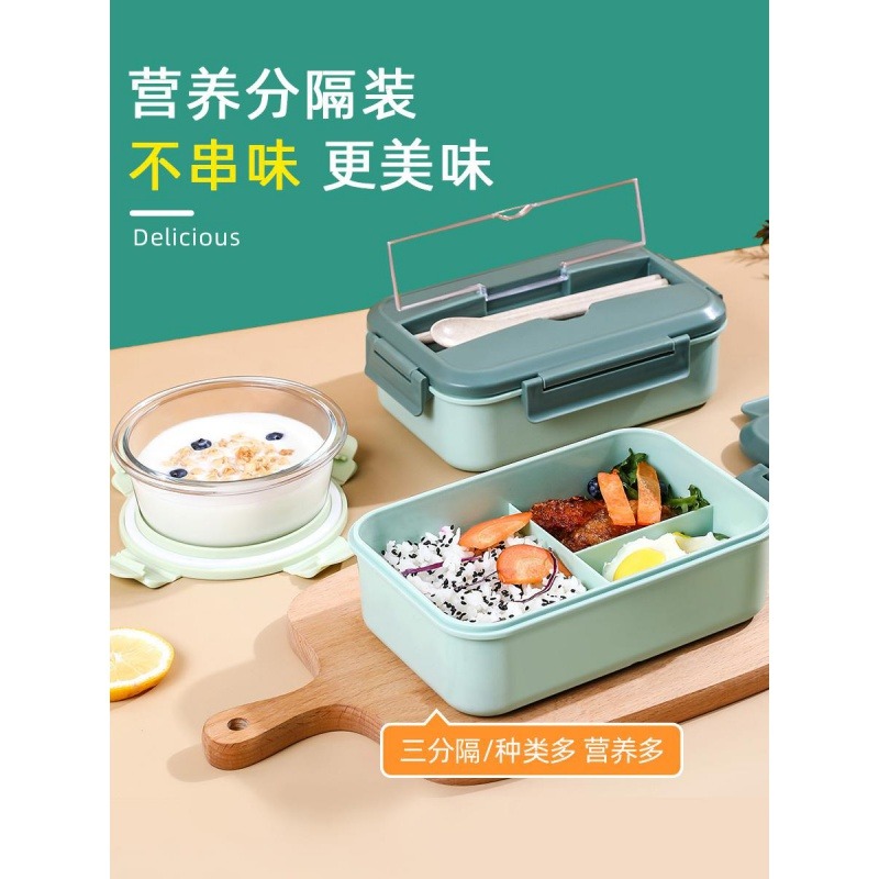 塑料飯盒學生上班族可微波爐加熱專用便當盒大容量餐盒套裝分格女-細節圖5