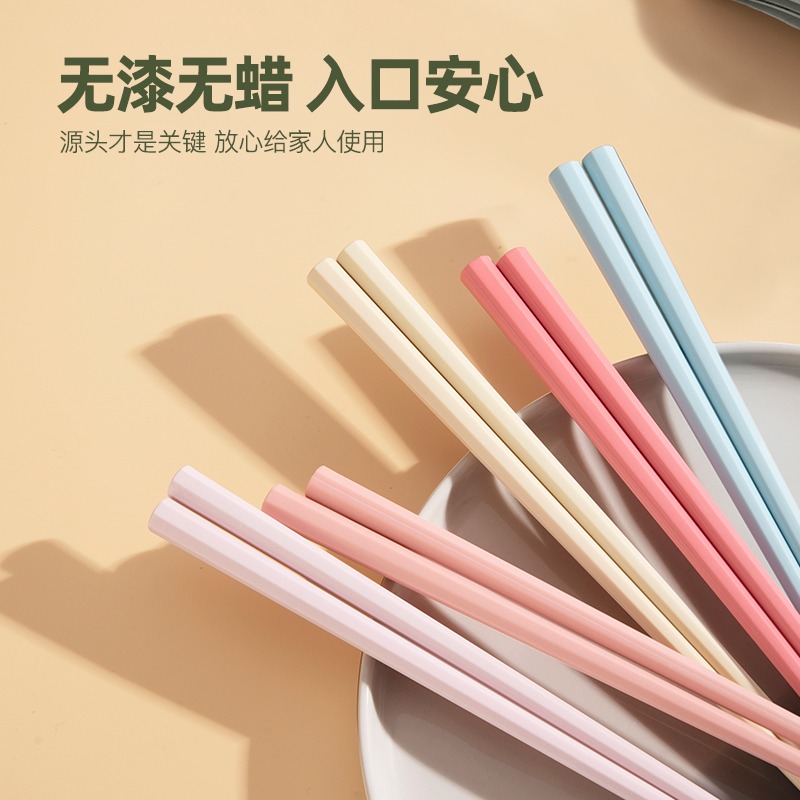 筷子日式莫蘭迪高檔家用網紅少女心馬卡龍耐高溫防黴合金筷子套裝-細節圖2