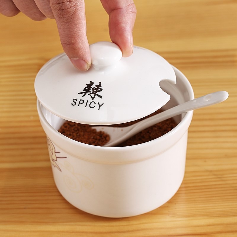 芙洛雅單個陶瓷調味罐調料罐子調料盒廚房用品家用糖罐鹽罐辣椒罐-細節圖3