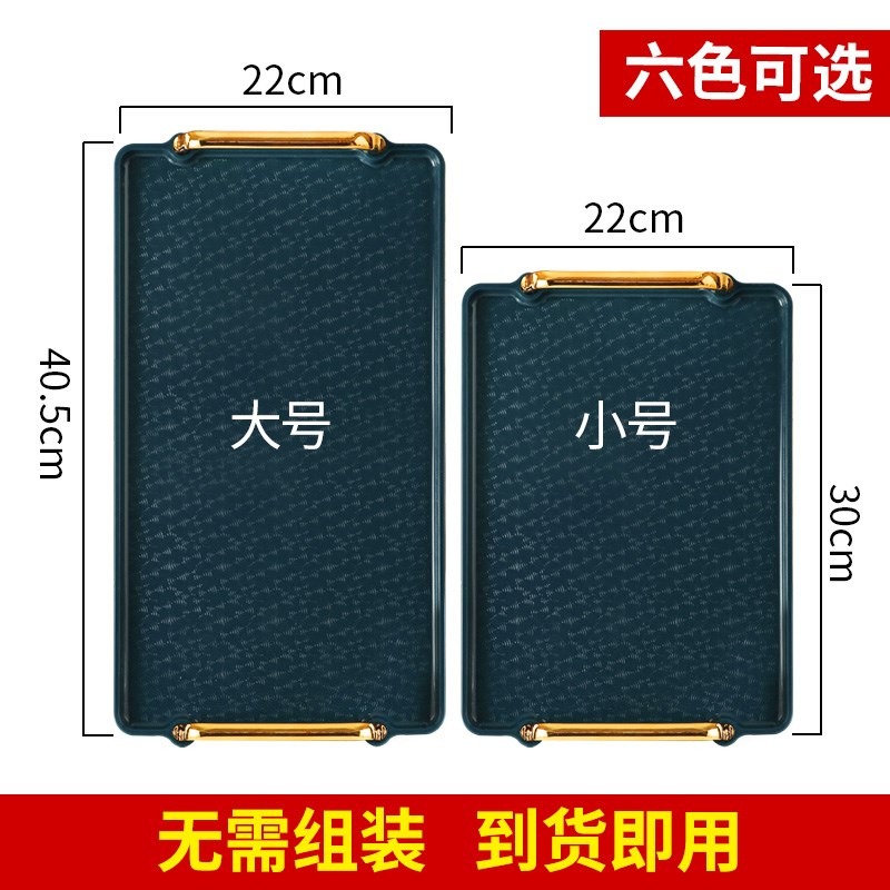 家用客廳北歐輕奢塑料長方形水杯託盤茶盤帶手把端盤招待收納盤子-細節圖3