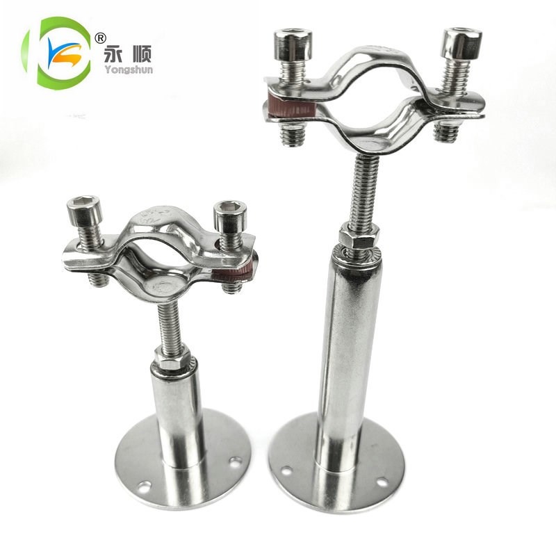 不銹鋼可調節底座管道支架伸縮管子夾pvc水管卡夾管箍固定管託-細節圖2