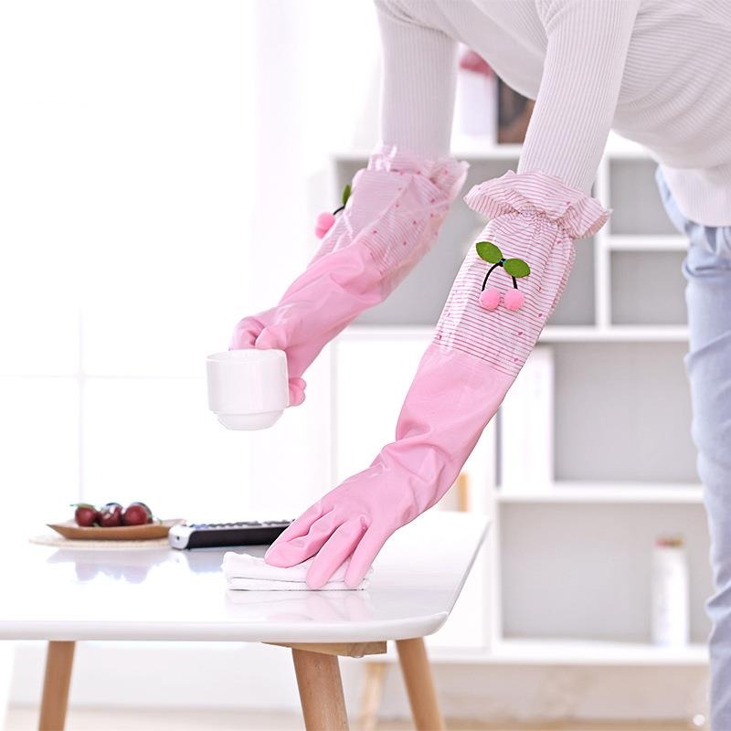 洗碗手套加厚橡膠乳膠洗衣衣服防水塑膠膠皮家務耐用冬季加絨-細節圖3