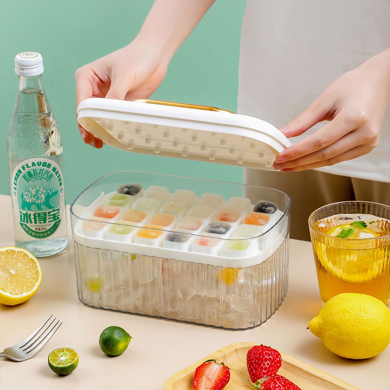 冰塊模具食品級硅膠家用冰格凍物神器製冰模具盒帶蓋按壓小冰格-細節圖2