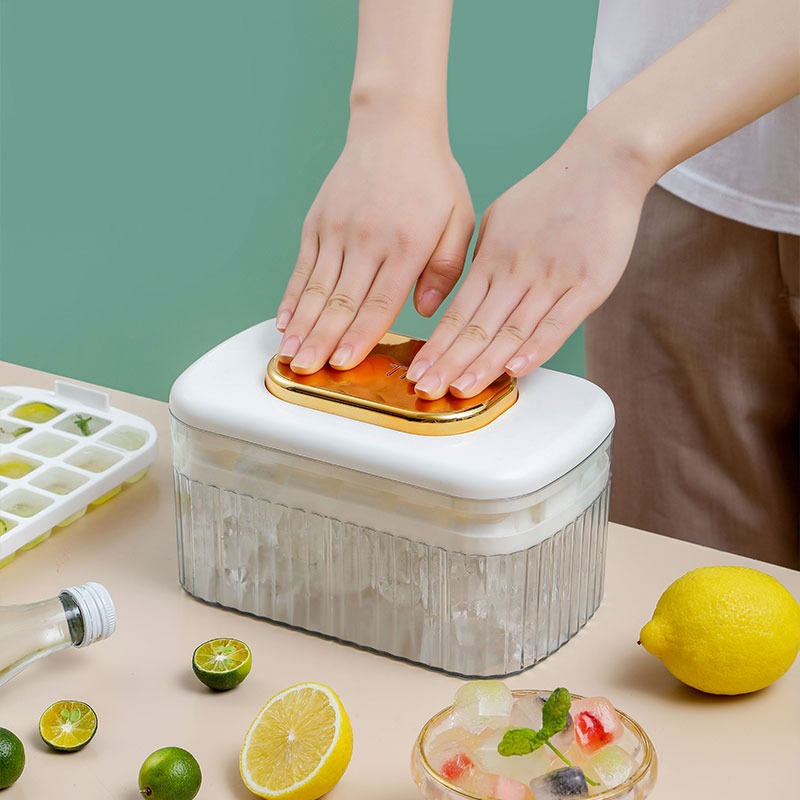 冰塊模具食品級硅膠家用冰格凍物神器製冰模具盒帶蓋按壓小冰格-細節圖3