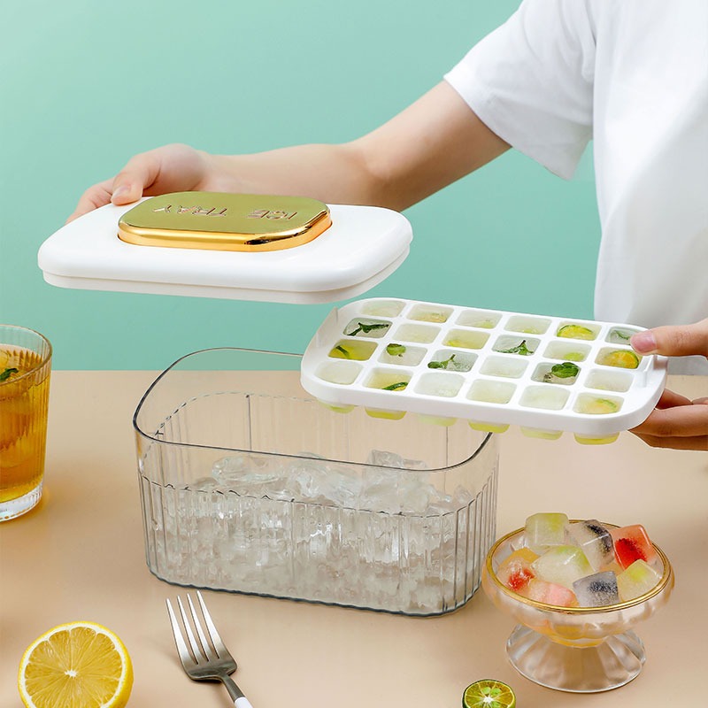 冰塊模具食品級硅膠家用冰格凍物神器製冰模具盒帶蓋按壓小冰格-細節圖4