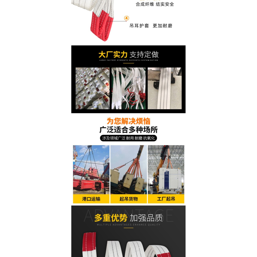 吊機4米2t加長吊車10噸6米布帶拖車用吊帶繩子扁平行車吊裝-細節圖5
