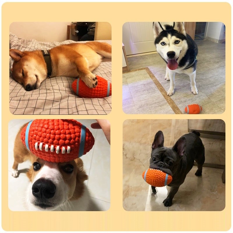 發聲狗狗磨牙玩具橄欖球幼犬耐咬狗玩具球幼狗泰迪金毛柯基小狗球-細節圖2