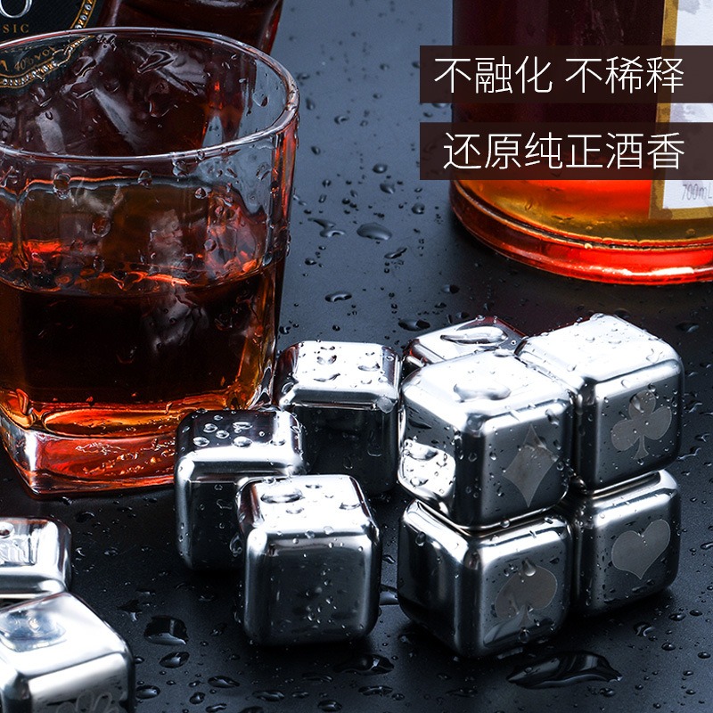 芙洛雅304不銹鋼冰塊家用速凍器金屬冰粒威士忌杯冰酒石316冰鎮-細節圖4