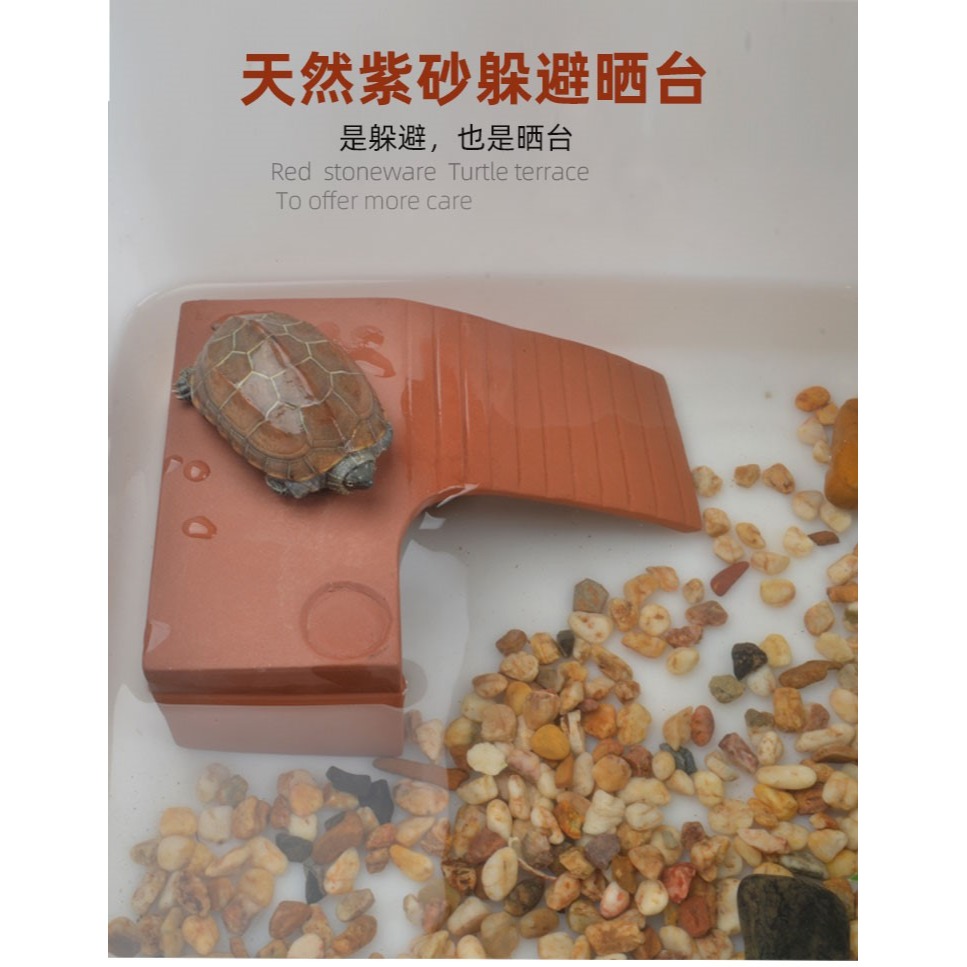 烏龜曬背臺倉鼠守宮角蛙魚躲避洞爬寵曬臺爬蟲躲避屋天然紫砂曬臺-細節圖6