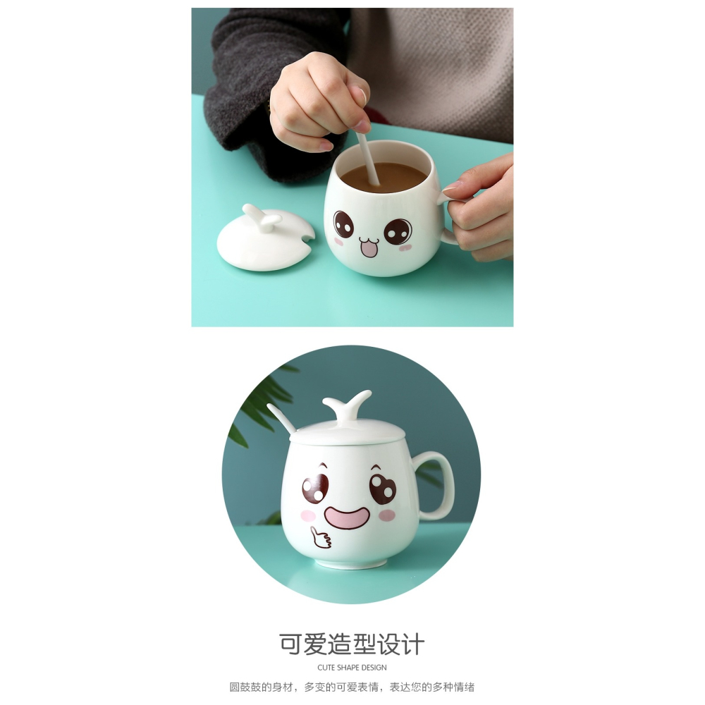 創意個性杯子陶瓷馬克杯帶蓋勺潮流情侶喝水杯家用咖啡杯男女茶杯-細節圖6