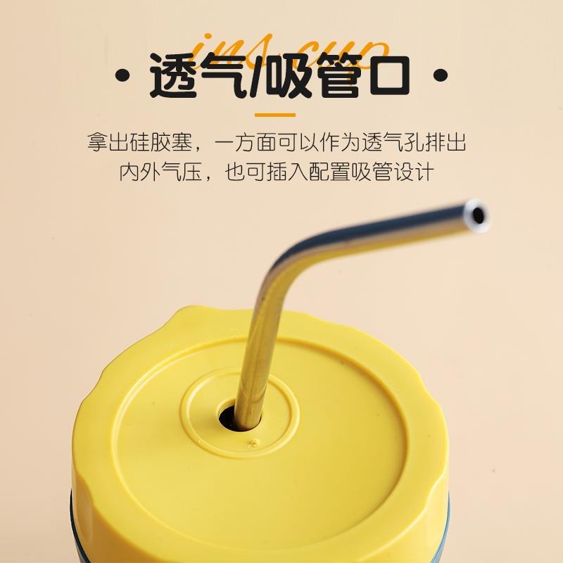 杯子湯杯微波爐可加熱牛奶杯早餐杯家用燕麥杯帶勺帶蓋密封麥片杯-細節圖4
